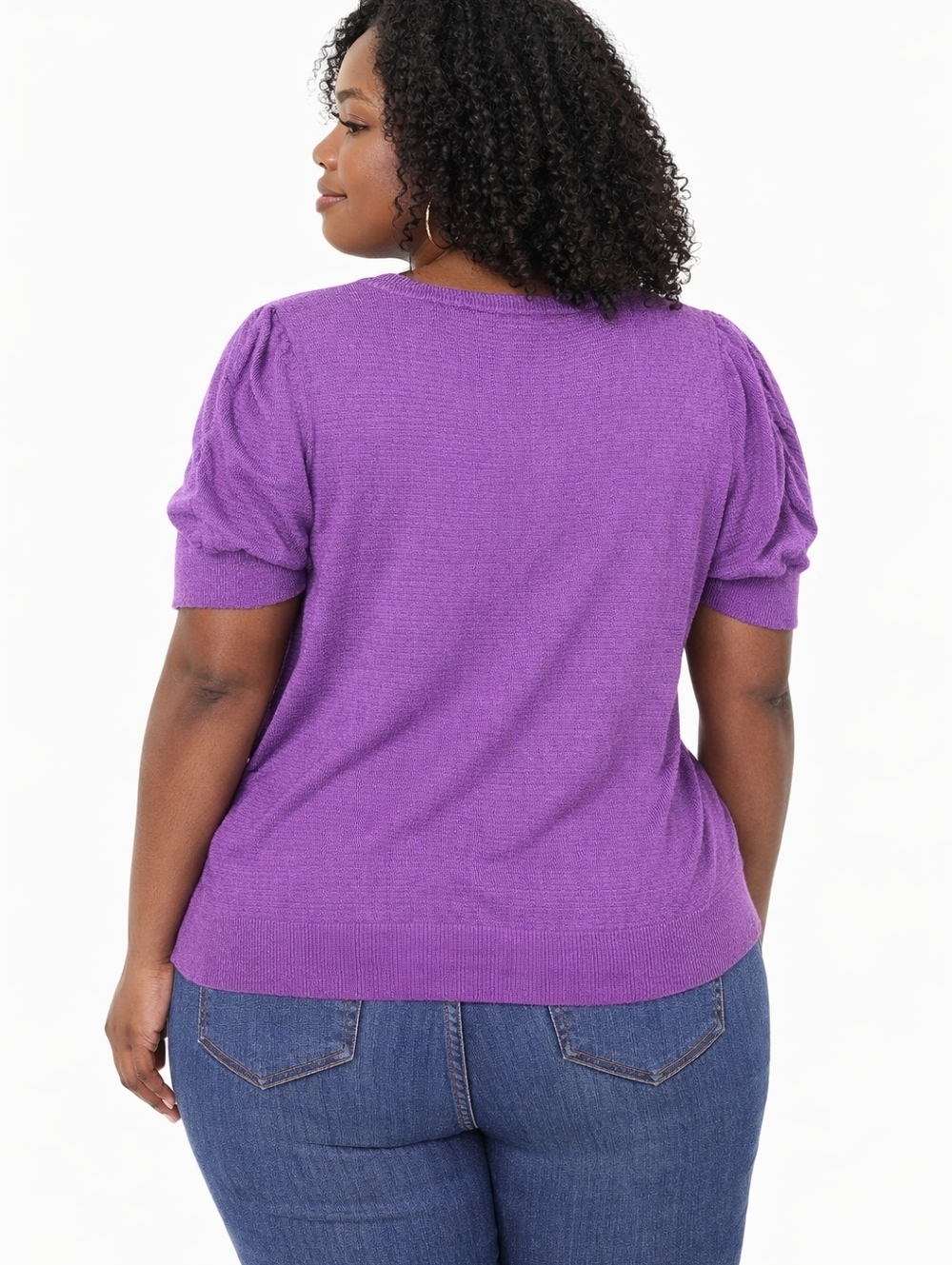 Plus Size Purple Button-Front V-Neck Sweater Size 22/24 - Picture 2 of 5